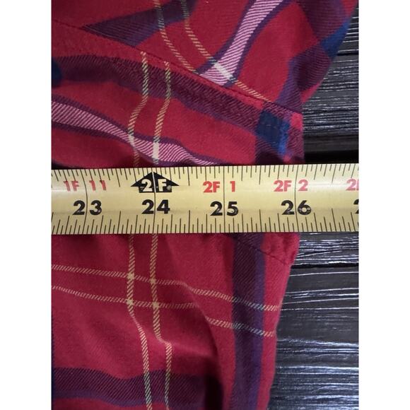 Vintage Old Navy Y2K Retro Grunge Boho Plaid Flannel Red Button Up Pockets XXL - Picture 5 of 7